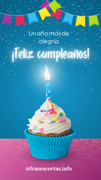 Imagen con una frase de cumpleaños corta.
