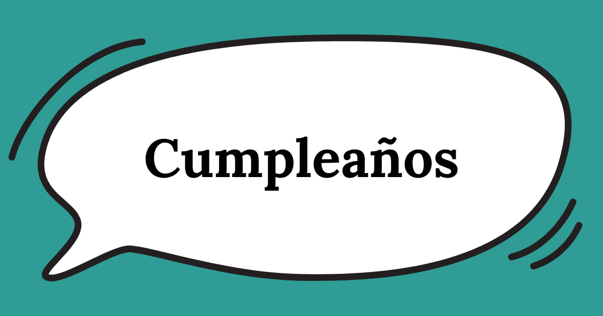 Una burbuja de texto con la frase Cumpleaños.