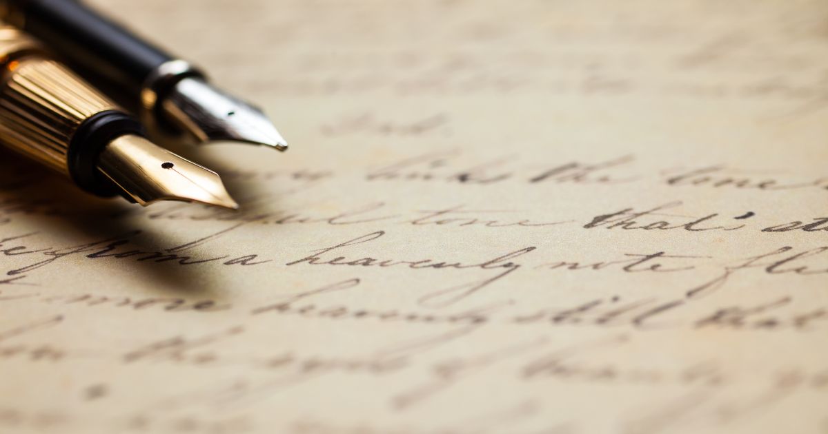 pluma estilográfica con letras