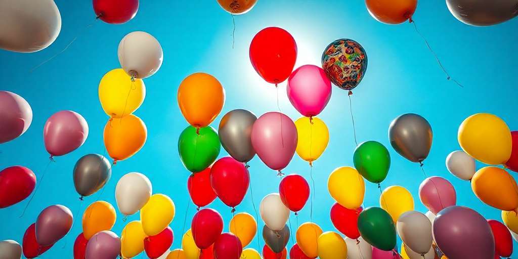 Muchos globos flotando.