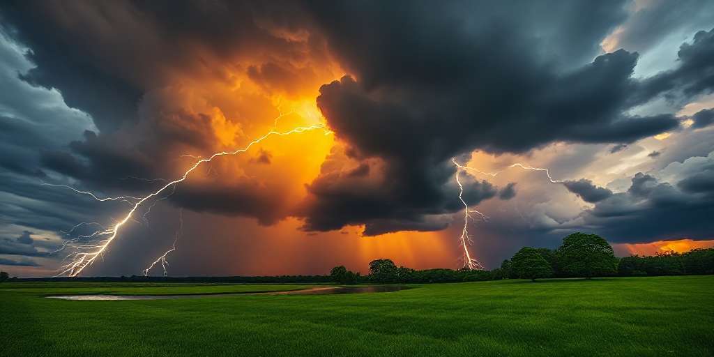Imagen de nubes con relámpagos.