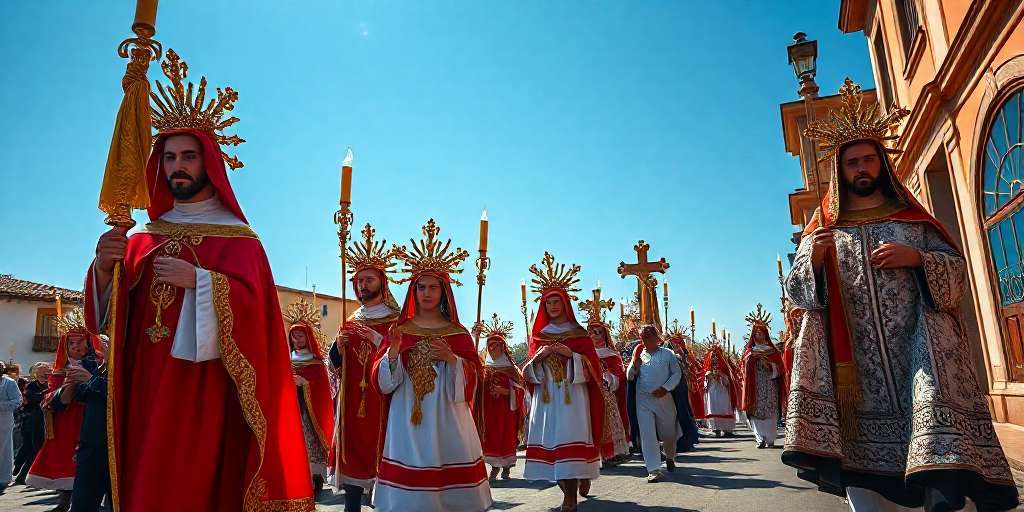 Imagen que representa una procesión en Semana Santa.
